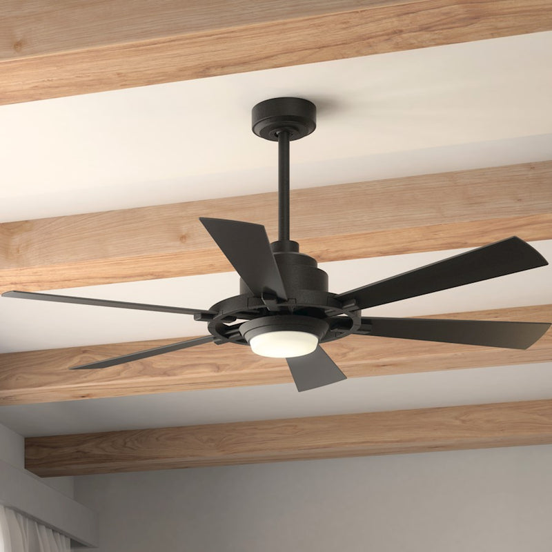 Kichler Iras 52in LED Ceiling Fan | Farmhouse Weathered Zinc Steel | Living Room & Bedroom | 52in Blade Span, 14in H | Model 300241WZC