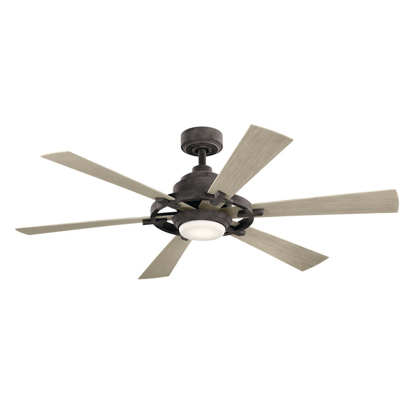 Kichler Iras 52in LED Ceiling Fan | Farmhouse Weathered Zinc Steel | Living Room & Bedroom | 52in Blade Span, 14in H | Model 300241WZC