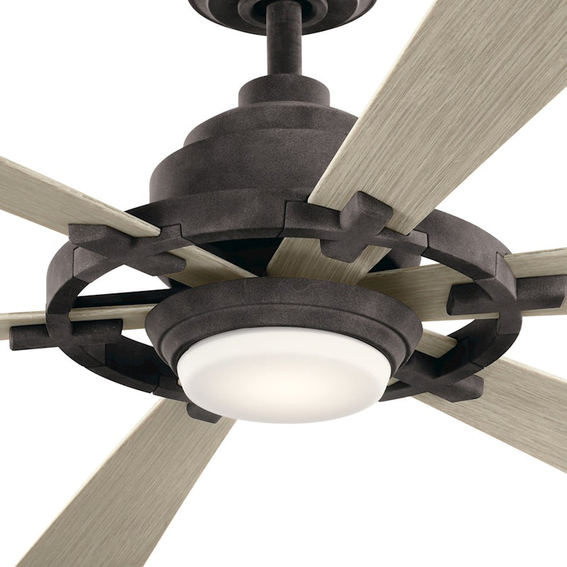 Kichler Iras 52in LED Ceiling Fan | Farmhouse Weathered Zinc Steel | Living Room & Bedroom | 52in Blade Span, 14in H | Model 300241WZC
