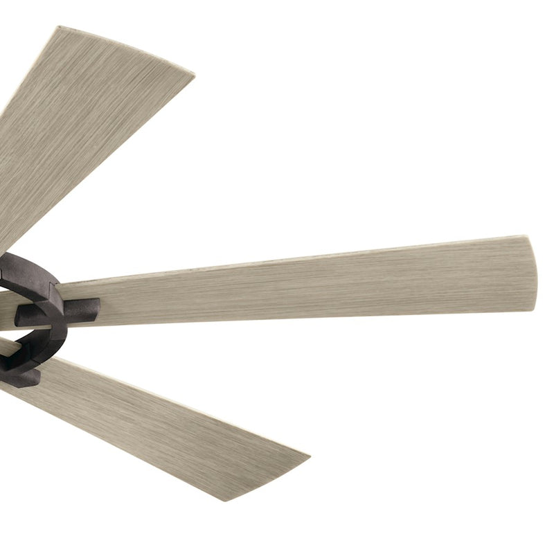 Kichler Iras 52in LED Ceiling Fan | Farmhouse Weathered Zinc Steel | Living Room & Bedroom | 52in Blade Span, 14in H | Model 300241WZC