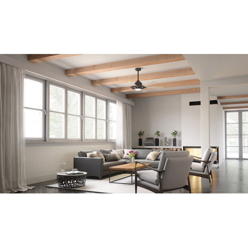 Kichler Iras 52in LED Ceiling Fan | Farmhouse Weathered Zinc Steel | Living Room & Bedroom | 52in Blade Span, 14in H | Model 300241WZC