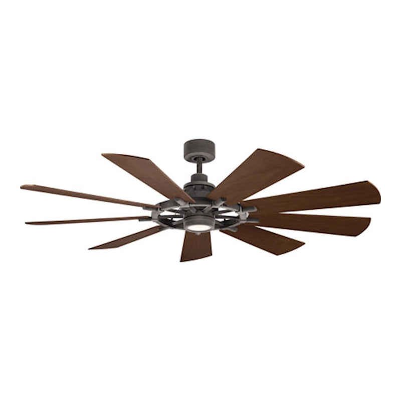 Kichler Gentry 65in LED Ceiling Fan | Industrial Weathered Zinc Steel | Living Room & Covered Patio | 1600 Lumens, 3000K, Dimmable | Model 300265WZC