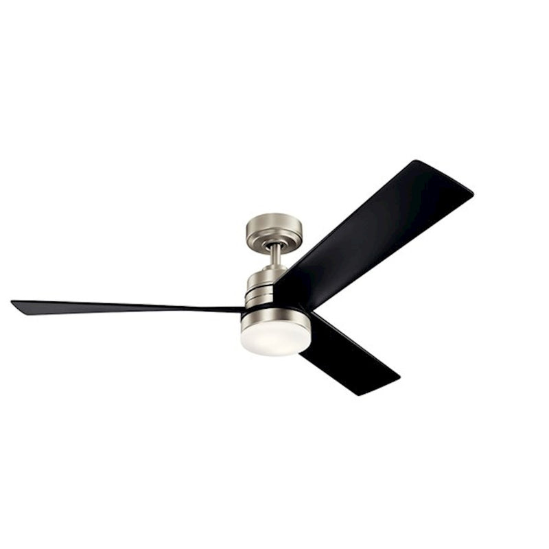 Kichler Spyn 52in LED Ceiling Fan | Contemporary Brushed Nickel and Black | Bedroom & Small Living Room | 52 x 14 in | Model 300275NI