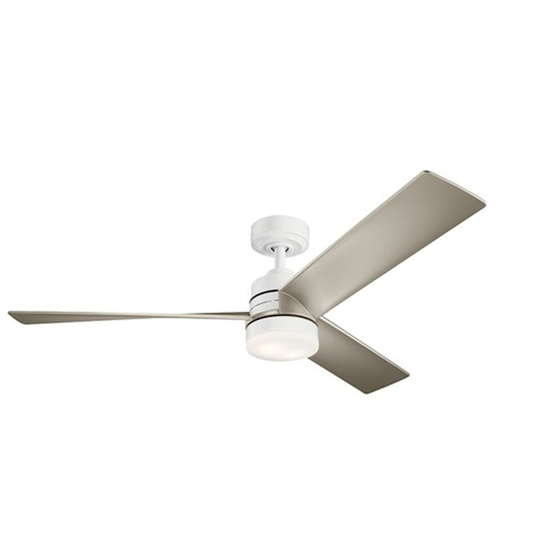 Kichler Spyn 52in LED Ceiling Fan | Contemporary Brushed Nickel and Black | Bedroom & Small Living Room | 52 x 14 in | Model 300275NI