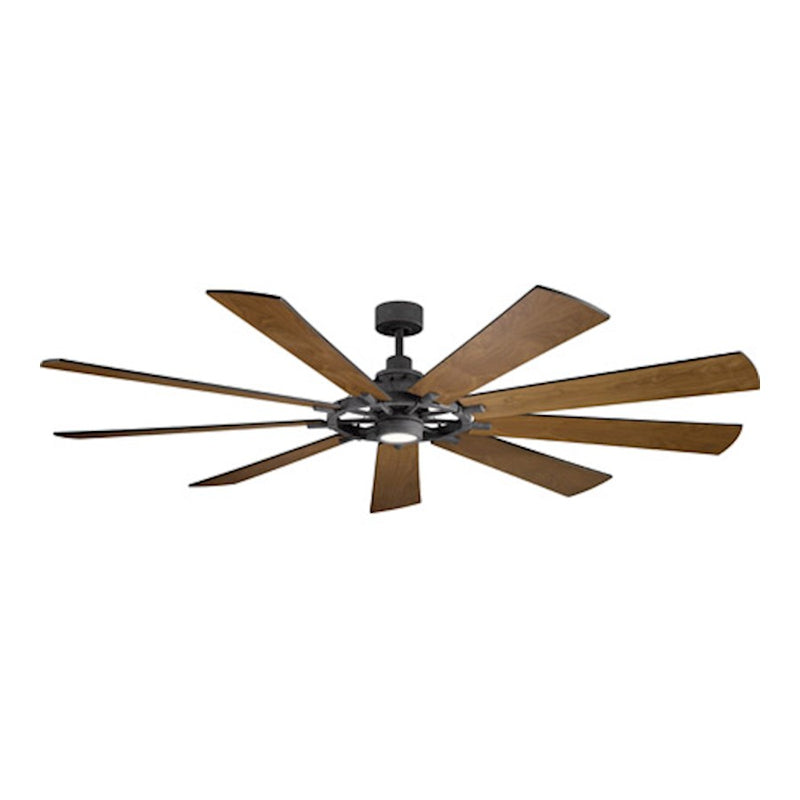 Kichler Gentry XL 85in LED Ceiling Fan | Industrial Weathered Zinc and Reversible Blades | Living Room & Family Room | 1600 Lumens | Model 300285WZC