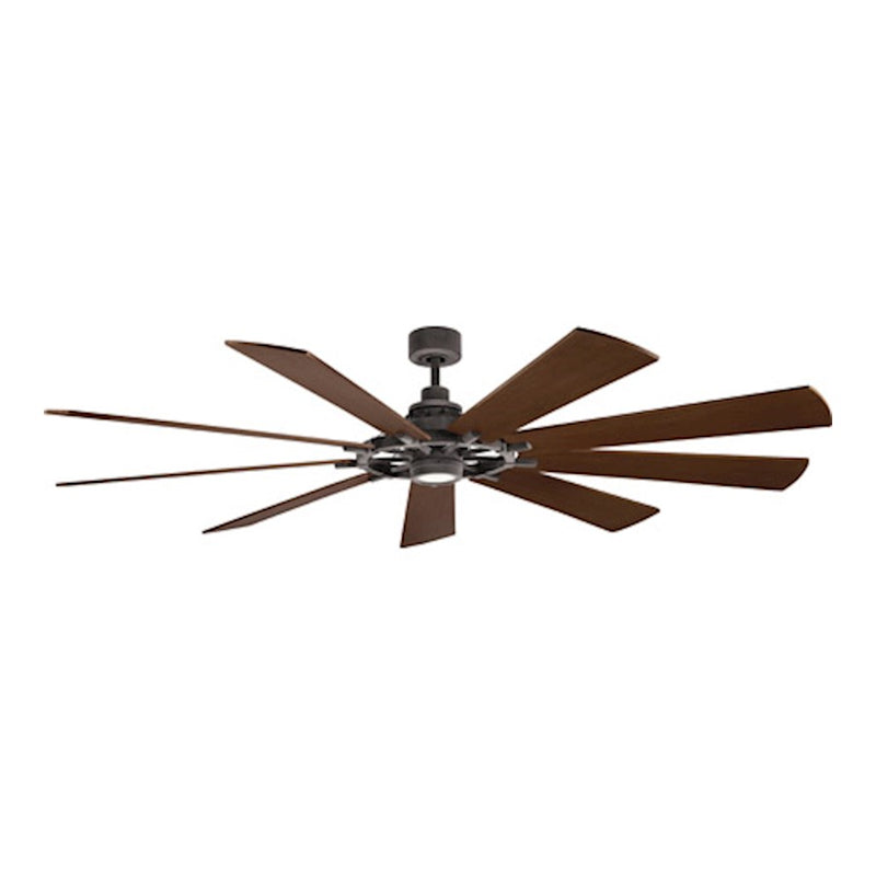 Kichler Gentry XL 85in LED Ceiling Fan | Industrial Weathered Zinc and Reversible Blades | Living Room & Family Room | 1600 Lumens | Model 300285WZC