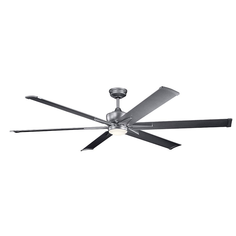 Kichler Szeplo Patio 80in LED Ceiling Fan | Industrial Weathered Steel and Etched Opal Glass | Covered Patio & Large Room | Model 300301WSP