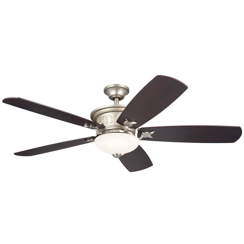 Kichler Crescent 56in Ceiling Fan with Light | Traditional Olde Bronze and Gold Highlights with Walnut Blades | Living Rooms | Model 300325OZ