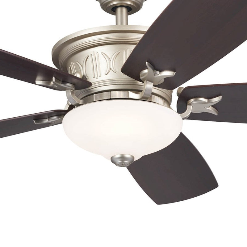 Kichler Crescent 56in Ceiling Fan with Light | Traditional Olde Bronze and Gold Highlights with Walnut Blades | Living Rooms | Model 300325OZ