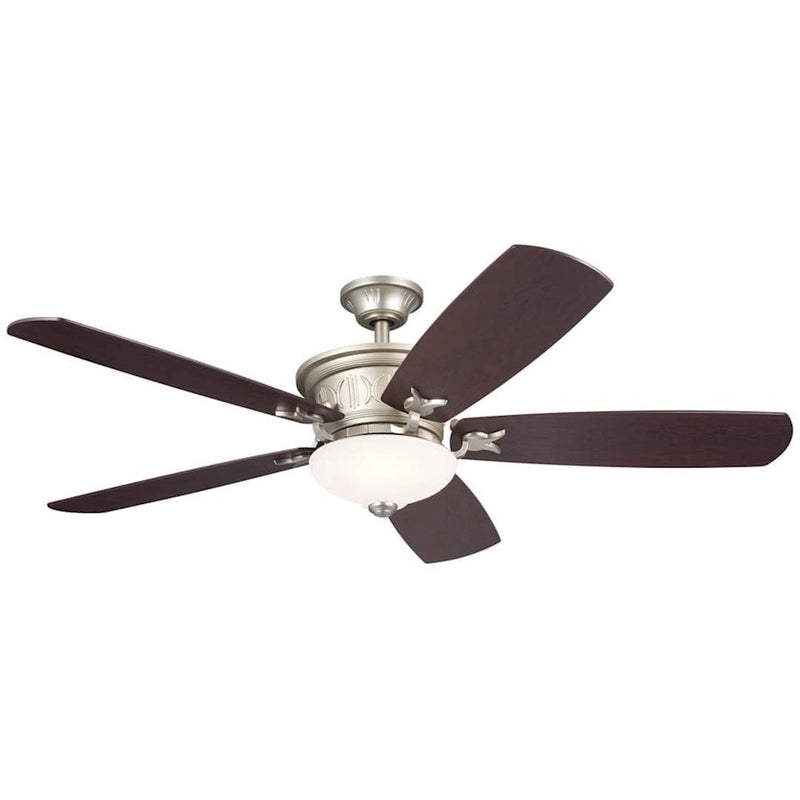 Kichler Crescent 56in Ceiling Fan with Light | Traditional Olde Bronze and Gold Highlights with Walnut Blades | Living Rooms | Model 300325OZ