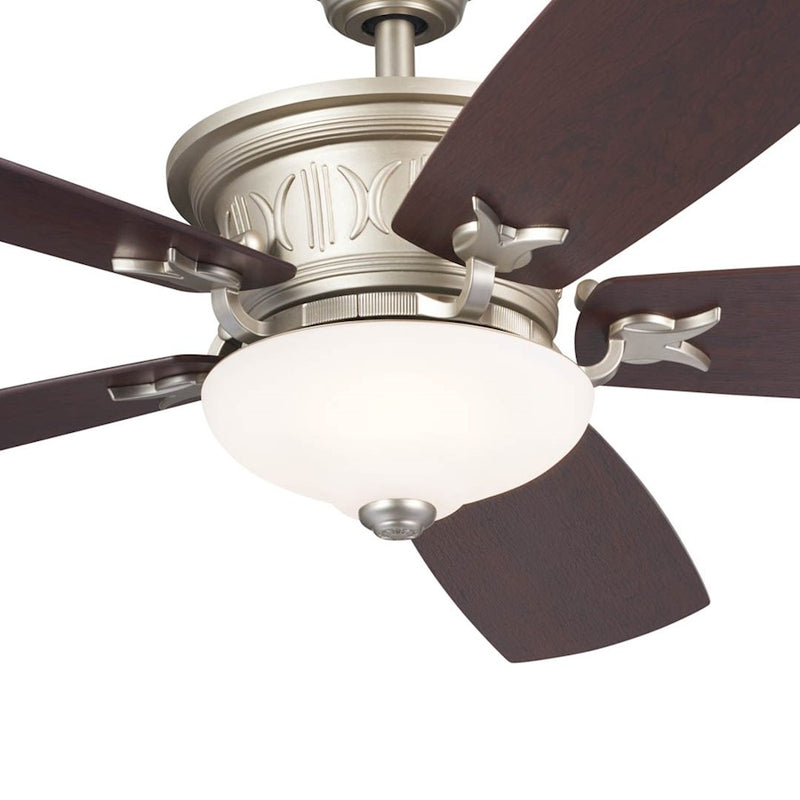 Kichler Crescent 56in Ceiling Fan with Light | Traditional Olde Bronze and Gold Highlights with Walnut Blades | Living Rooms | Model 300325OZ