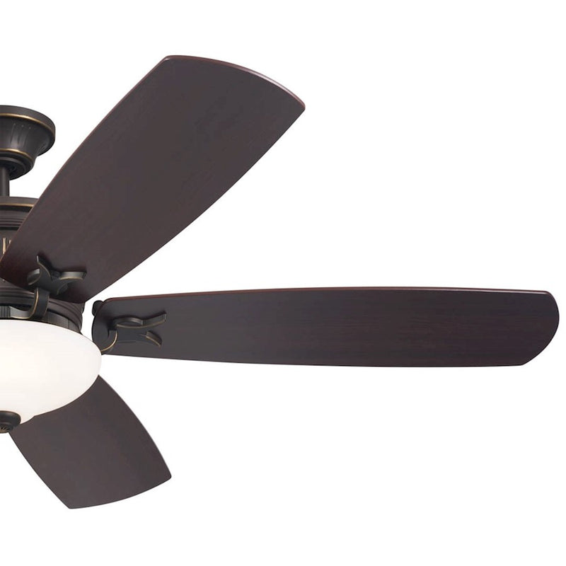 Kichler Crescent 56in Ceiling Fan with Light | Traditional Olde Bronze and Gold Highlights with Walnut Blades | Living Rooms | Model 300325OZ
