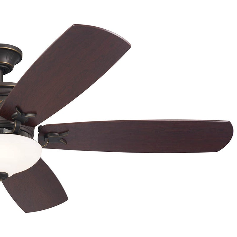 Kichler Crescent 56in Ceiling Fan with Light | Traditional Olde Bronze and Gold Highlights with Walnut Blades | Living Rooms | Model 300325OZ