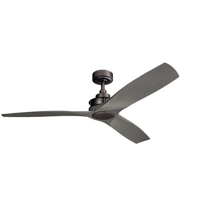 Kichler Ried 56in Ceiling Fan | Olde Bronze Steel | Cherry Wood Blades | Damp Rated | 56 x 14.25 in | Model 300356OZ