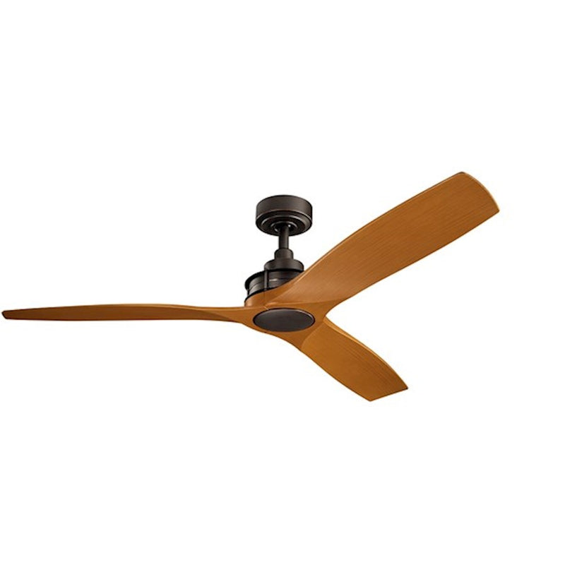 Kichler Ried 56in Ceiling Fan | Olde Bronze Steel | Cherry Wood Blades | Damp Rated | 56 x 14.25 in | Model 300356OZ