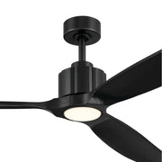 Kichler Calyx 60in 3-Blade Ceiling Fan | Modern Matte Black & Solid Wood Blades | Living Room & Bedroom | 14.25in H | Model 300360-BK