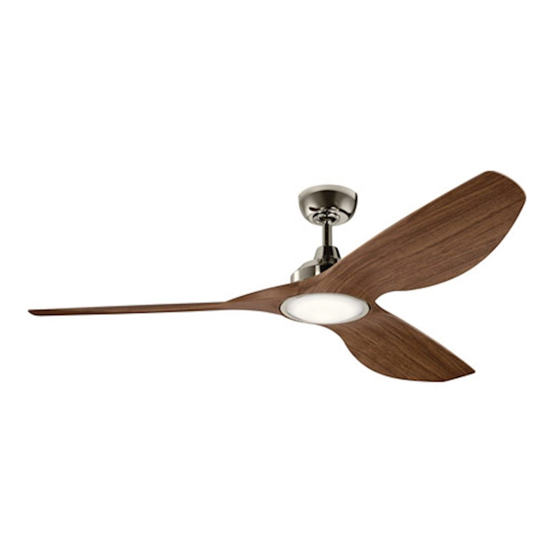Kichler Imari 65in LED Ceiling Fan | Satin Black Steel and Weathered White Walnut Blades | Living Room & Covered Patio | Model 300365SBK