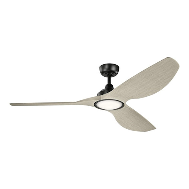 Kichler Imari 65in LED Ceiling Fan | Satin Black Steel and Weathered White Walnut Blades | Living Room & Covered Patio | Model 300365SBK