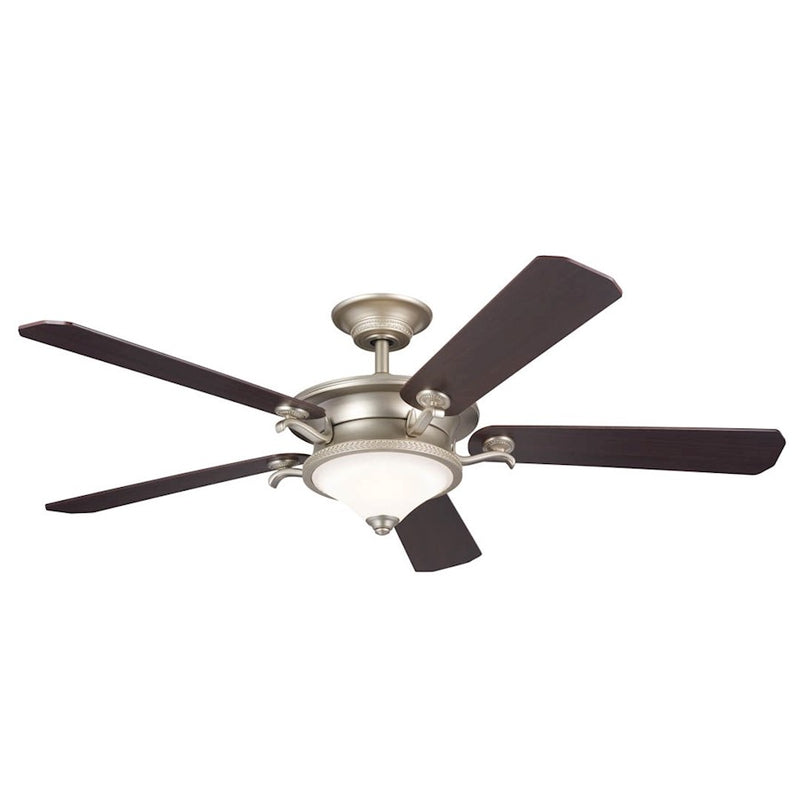 Kichler Rise 60in Ceiling Fan with Light | Olde Bronze w/Gold Highlights and Walnut Blades | Living Room & Bedroom | 60 x 60 x 17 in | Model 300370OZ