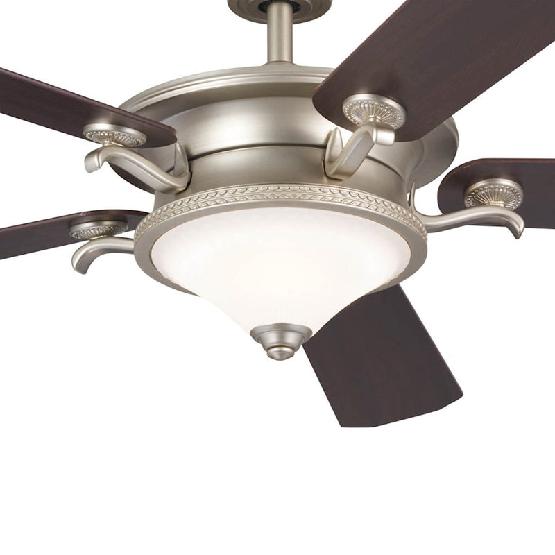 Kichler Rise 60in Ceiling Fan with Light | Olde Bronze w/Gold Highlights and Walnut Blades | Living Room & Bedroom | 60 x 60 x 17 in | Model 300370OZ