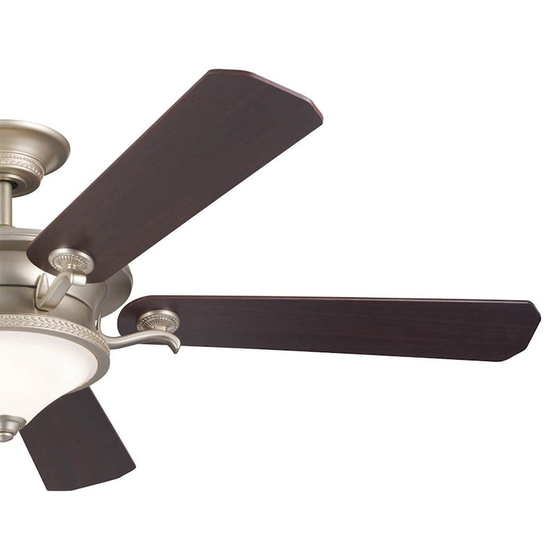 Kichler Rise 60in Ceiling Fan with Light | Olde Bronze w/Gold Highlights and Walnut Blades | Living Room & Bedroom | 60 x 60 x 17 in | Model 300370OZ