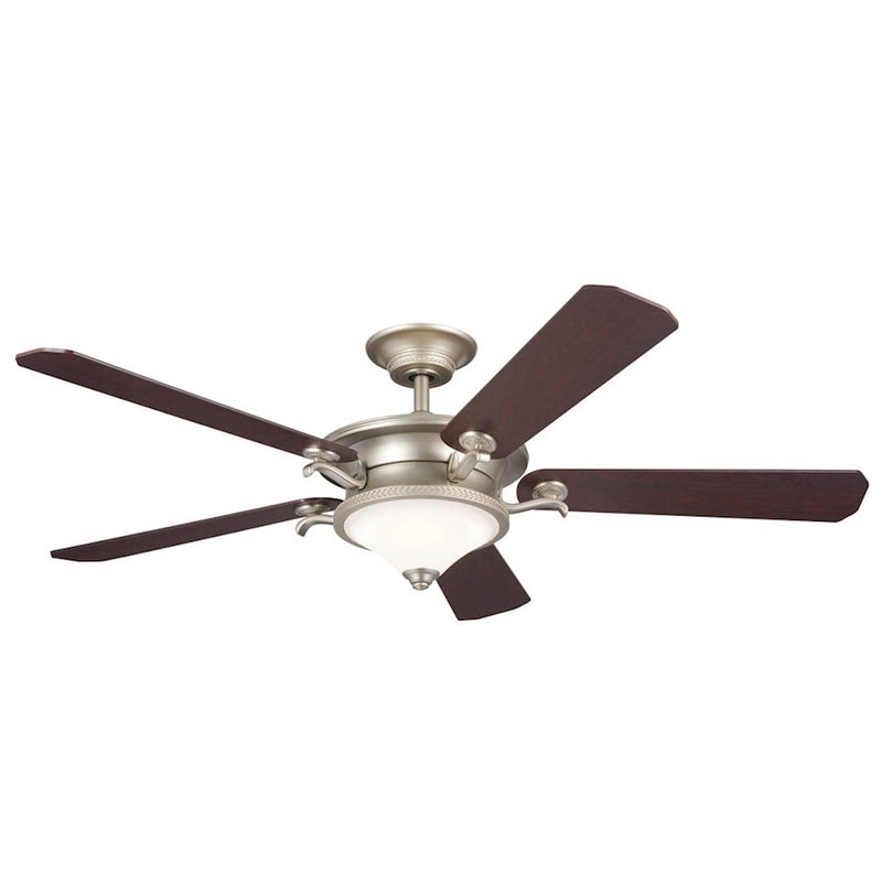 Kichler Rise 60in Ceiling Fan with Light | Olde Bronze w/Gold Highlights and Walnut Blades | Living Room & Bedroom | 60 x 60 x 17 in | Model 300370OZ