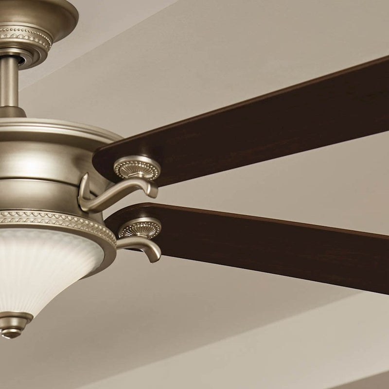 Kichler Rise 60in Ceiling Fan with Light | Olde Bronze w/Gold Highlights and Walnut Blades | Living Room & Bedroom | 60 x 60 x 17 in | Model 300370OZ