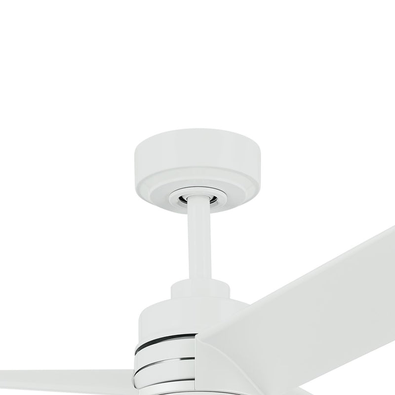 Kichler Spyn Lite 52in Ceiling Fan | Modern Industrial Matte White Steel | Bedroom & Living Room | 52in Blade Span, 14in H | Model 300375MWH