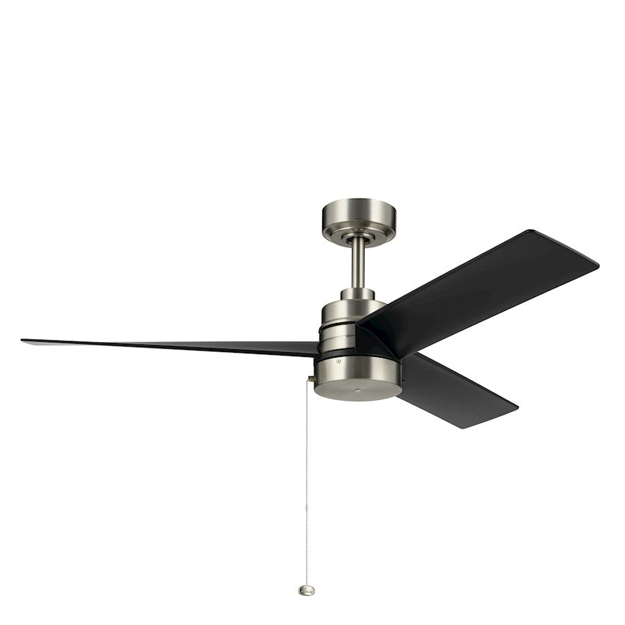 Kichler 52" Spyn Lite Ceiling Fan, Brushed Nickel/Satin Black - 300375NI