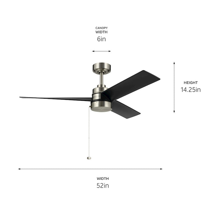 Kichler 52" Spyn Lite Ceiling Fan, Brushed Nickel/Satin Black