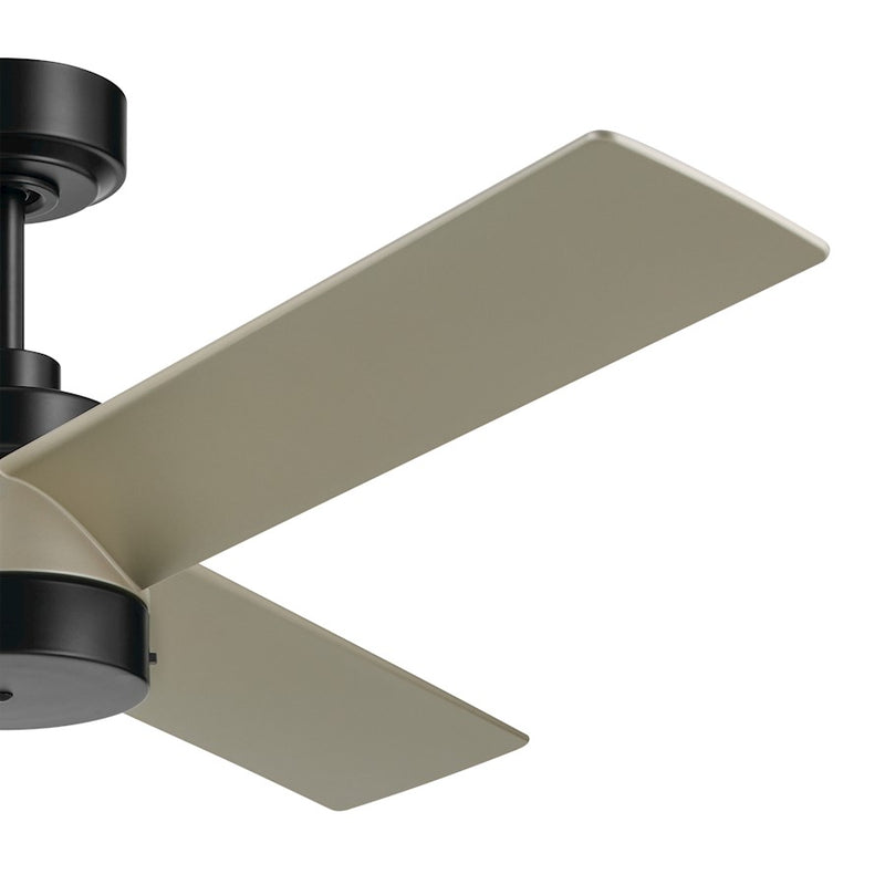 Kichler Spyn Lite 52in Ceiling Fan | Transitional Satin Black Steel and ABS Blades | Bedroom & Living Room 100-150 sq ft | 52in Span | Model 300375SBK