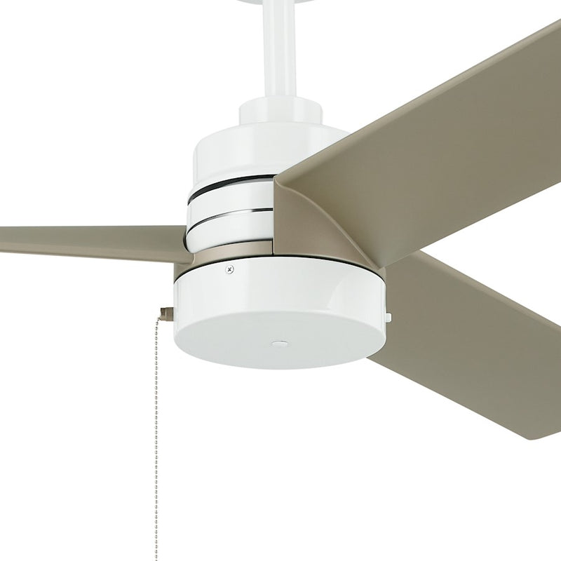 Kichler Spyn Lite 52in Ceiling Fan | Transitional White and Silver Steel | Bedroom & Living Room 100-150 sq ft | 52 x 52 x 14.25 in | Model 300375WH