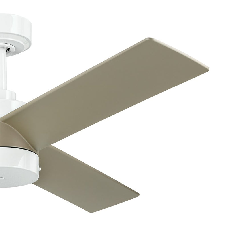 Kichler Spyn Lite 52in Ceiling Fan | Transitional White and Silver Steel | Bedroom & Living Room 100-150 sq ft | 52 x 52 x 14.25 in | Model 300375WH
