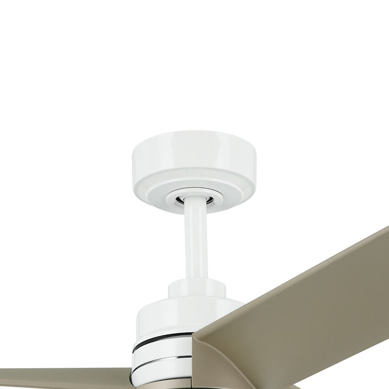 Kichler Spyn Lite 52in Ceiling Fan | Transitional White and Silver Steel | Bedroom & Living Room 100-150 sq ft | 52 x 52 x 14.25 in | Model 300375WH