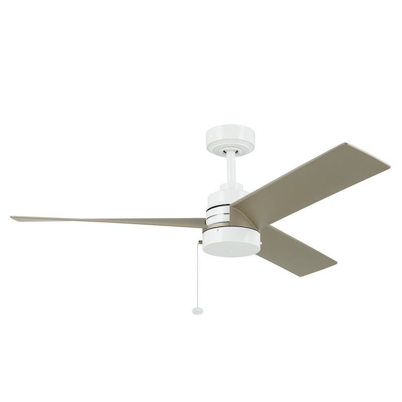 Kichler Spyn Lite 52in Ceiling Fan | Transitional White and Silver Steel | Bedroom & Living Room 100-150 sq ft | 52 x 52 x 14.25 in | Model 300375WH