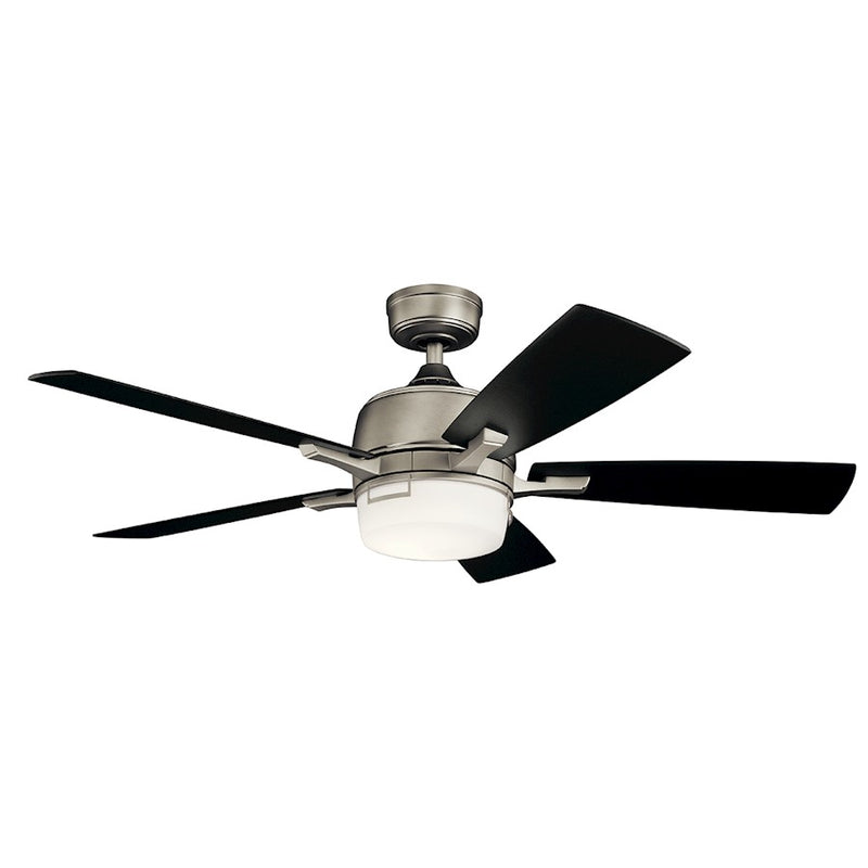 Kichler Leeds 52in LED Ceiling Fan | Antique Pewter Steel with Light Cherry Blades | Living Room & Bedroom | 17W LED, 3 Speeds | Model 300457AP