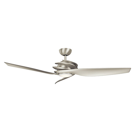 Kichler Spyra 62in Ceiling Fan with LED Light | Contemporary Brushed Nickel and Silver Blades | Living Room & Bedroom | Model 300700NI