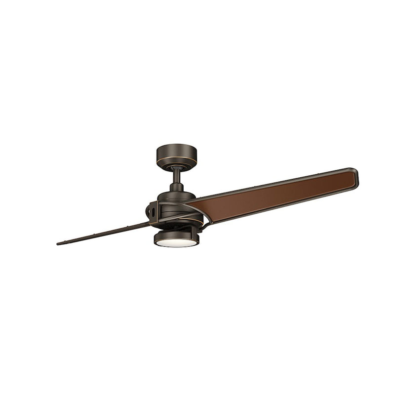 Kichler Xety 56in LED Ceiling Fan | Industrial Olde Bronze and Oil Brushed Bronze Blades | Living Room & Bedroom | 56 x 13.75 in | Model 300702OZ
