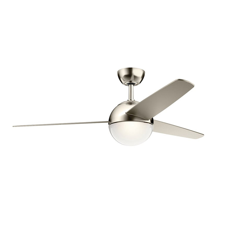 Kichler Bisc 56in LED Ceiling Fan | Polished Nickel Steel and Reversible Silver/Black Blades | Living Room & Great Room | 56 x 16 in | Model 300710PN