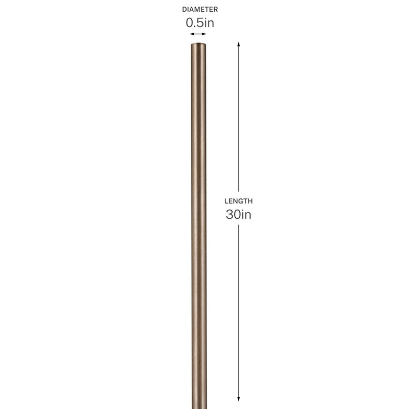 Kichler 30in Accessory Stem | Lacquered Bronze Brass Ceiling Fan Extension | Extend Fixture Height | 30 in L | Model 3039LBZ