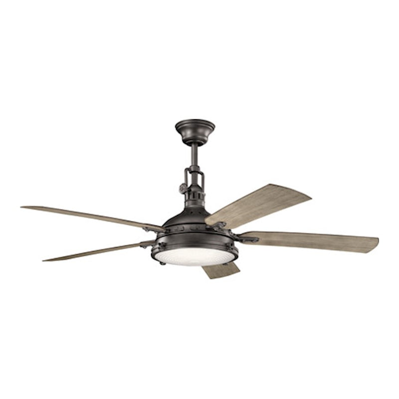 Kichler Hatteras Bay 60in LED Ceiling Fan | Weathered Zinc and Medium Walnut Blades | Covered Patio | 60 x 18 in | Model 310017WZC