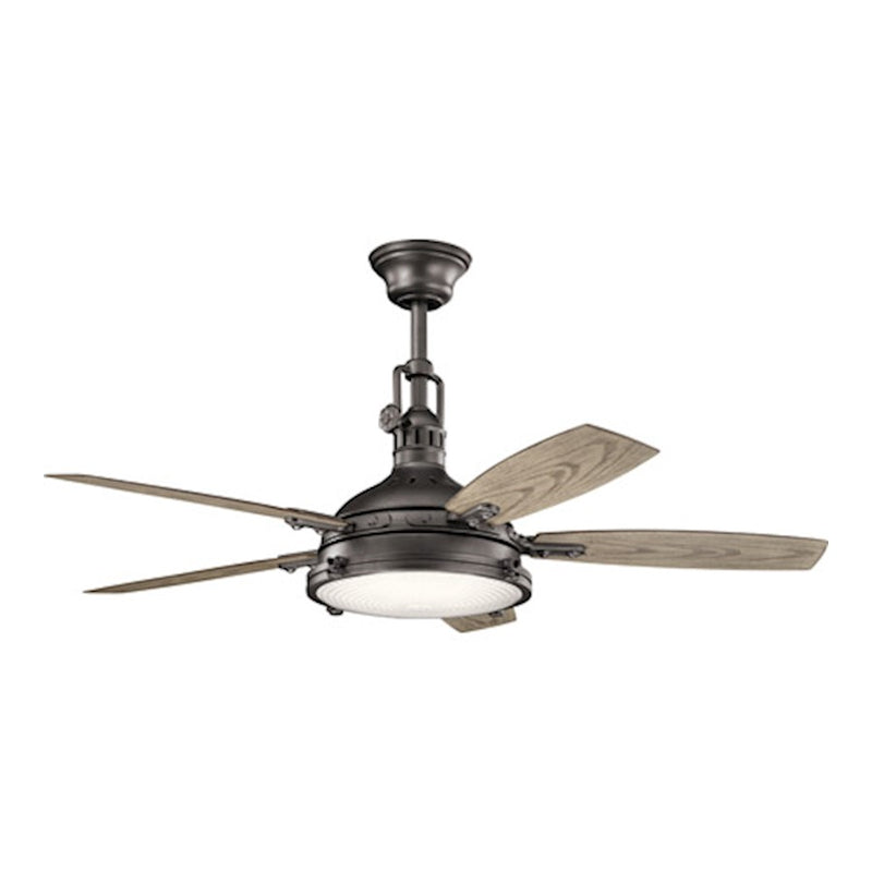 Kichler Hatteras Bay 52in LED Ceiling Fan | Weathered Zinc Steel and Medium Walnut Blades | Living Room & Covered Patio | Model 310018WZC