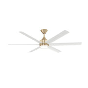 Kichler Solen 65in 6-Blade Ceiling Fan with Light | Modern Champagne Bronze and Matte White Blades | Covered Patio & Great Room | Model 310065-CPZ