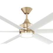 Kichler Solen 65in 6-Blade Ceiling Fan with Light | Modern Champagne Bronze and Matte White Blades | Covered Patio & Great Room | Model 310065-CPZ