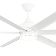 Kichler Solen 65in 6-Blade Ceiling Fan | Modern Matte White Steel with Integrated LED | Wet-Rated for Covered Patios & Outdoor | Model 310065-MWH