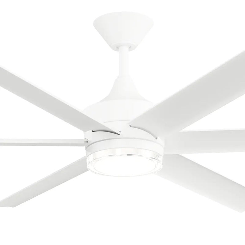 Kichler Solen 65in 6-Blade Ceiling Fan | Modern Matte White Steel with Integrated LED | Wet-Rated for Covered Patios & Outdoor | Model 310065-MWH