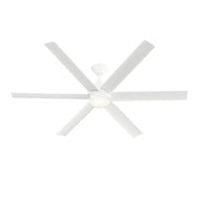 Kichler Solen 65in 6-Blade Ceiling Fan | Modern Matte White Steel with Integrated LED | Wet-Rated for Covered Patios & Outdoor | Model 310065-MWH