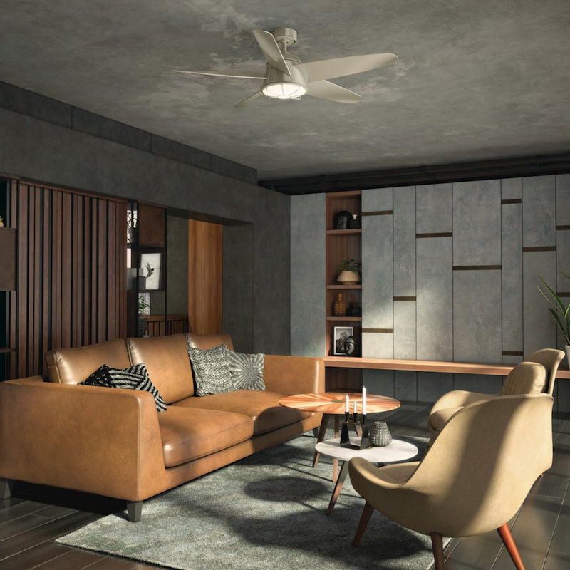 Kichler Daya 54in 1-Light LED Ceiling Fan | Coastal Satin Black Steel with Opal Glass | Living Room & Covered Patio | 54in Blade | Model 310072SBK