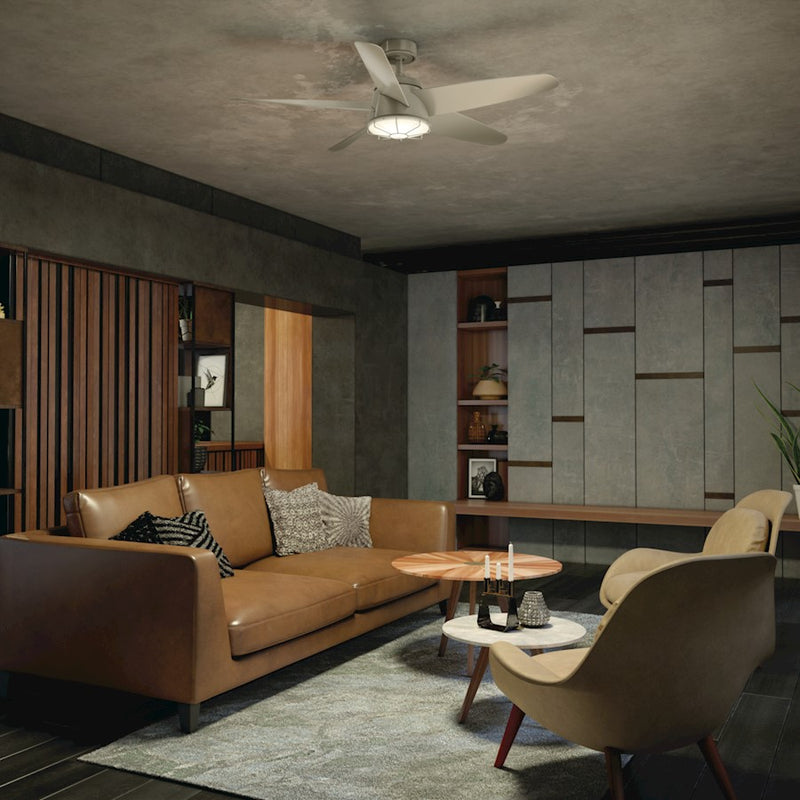 Kichler Daya 54in 1-Light LED Ceiling Fan | Coastal Satin Black Steel with Opal Glass | Living Room & Covered Patio | 54in Blade | Model 310072SBK
