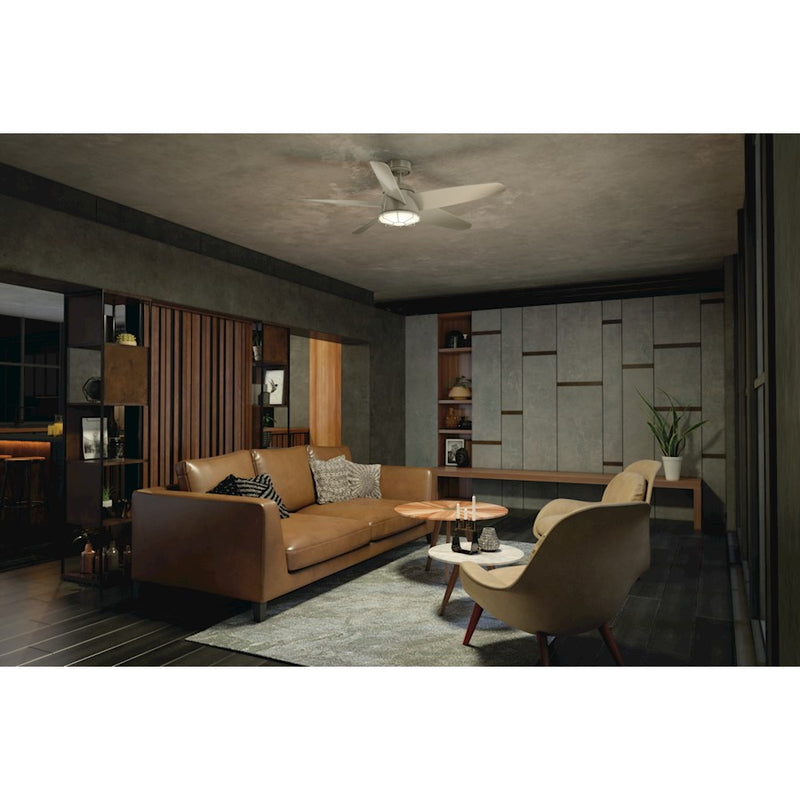 Kichler Daya 54in 1-Light LED Ceiling Fan | Coastal Satin Black Steel with Opal Glass | Living Room & Covered Patio | 54in Blade | Model 310072SBK